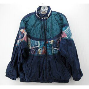 VINTAGE Wilson Jacket Large Tennis Advantage Windbreaker Bomber Abstract